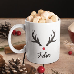 Gepersonaliseerde herten gewei kerst koffiemok