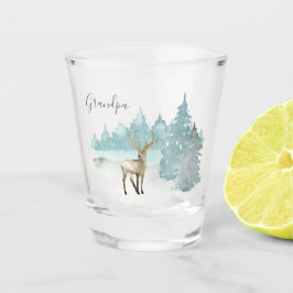Gepersonaliseerde herten in Winter Woodland Shot Glas