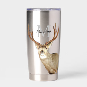 Gepersonaliseerde hertenjacht Monogram Antlers Geïsoleerde Drinkbeker