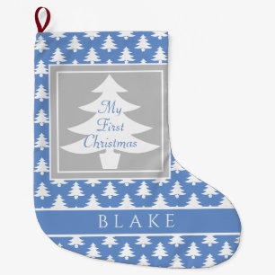 Gepersonaliseerde het Blauw van de Pastelkleur van Grote Kerstsok