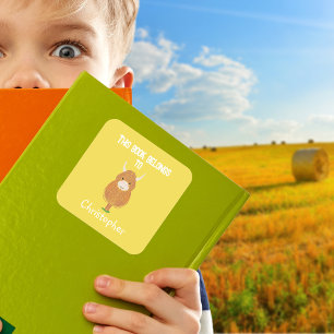 Gepersonaliseerde Highland Koe Dit boek behoort to Vierkante Sticker
