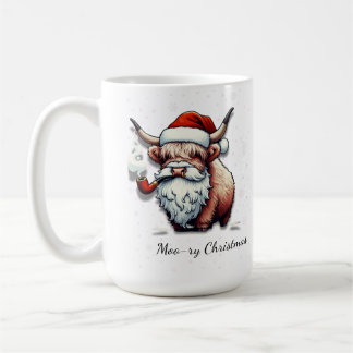 Gepersonaliseerde Highland Koe Santa Koffiemok