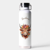 Gepersonaliseerde Highland Koe Waterfles (Achterkant)