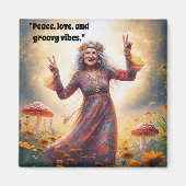 Gepersonaliseerde Hippie Boho Oma Custom Mushrooms Magneet (Voorkant)