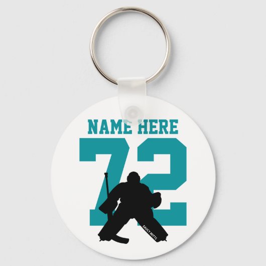 Gepersonaliseerde Hockey Goalie Name Number shark Sleutelhanger (Voorkant)