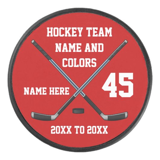 Gepersonaliseerde Hockey pakt uw 4 tekst, uw kleur Hockey Puck (Voorkant)