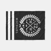 Gepersonaliseerde Hockey Player All Star Black Fleece Deken (Voorkant (Horizontaal))