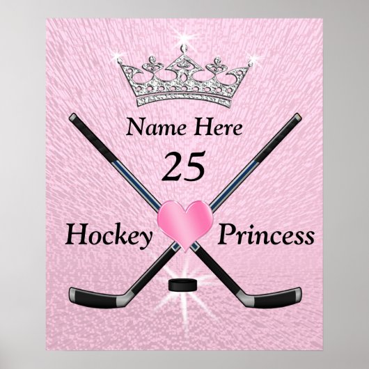 Gepersonaliseerde Hockey-Posters voor meisjes, pri Poster (Voorkant)