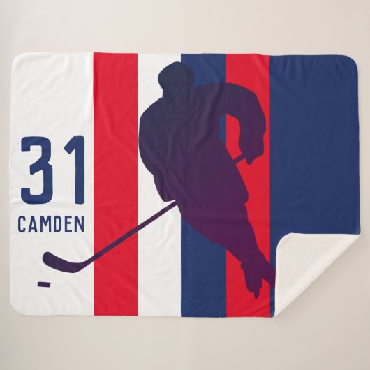 Gepersonaliseerde Hockey Sherpa Blanket Deken (Voorkant (horizontaal))
