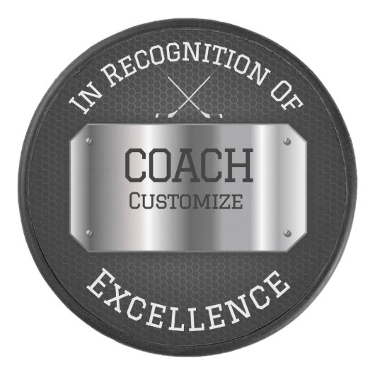 Gepersonaliseerde hockeycoach hockey puck (Voorkant)