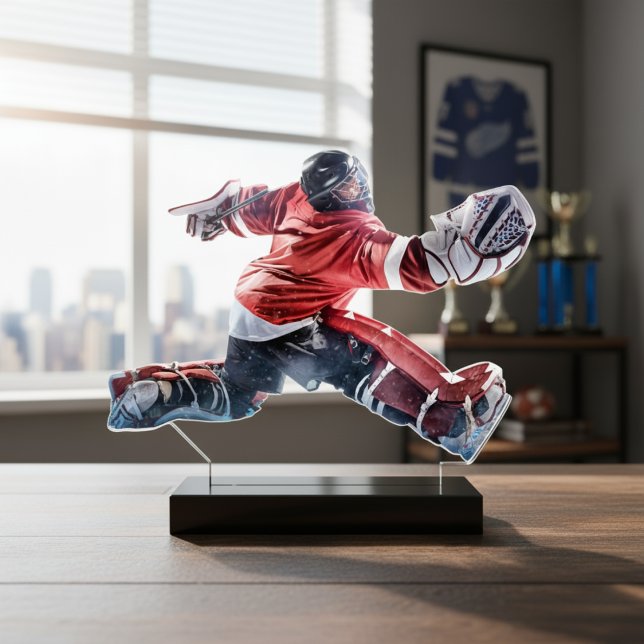 Gepersonaliseerde hockeyspeler Acryl Fotobeeldje (Personalized Hockey Player Acrylic Photo Statuette)