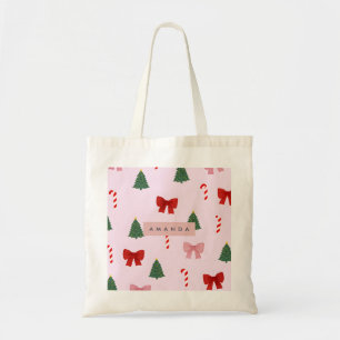 Gepersonaliseerde Holiday Tree & Candy Cane Patroo Tote Bag