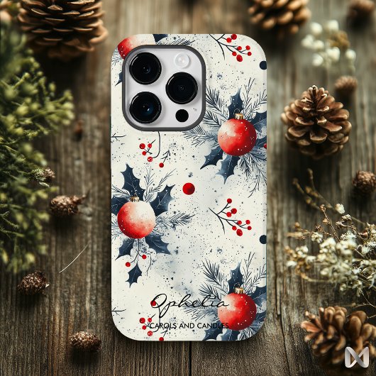 Gepersonaliseerde Holly en Ornamenten kerst Case-Mate iPhone Case