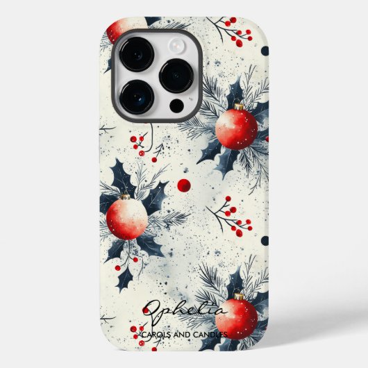 Gepersonaliseerde Holly en Ornamenten kerst Case-Mate iPhone Case (Achterkant)