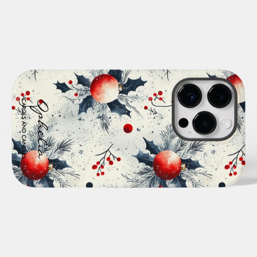Gepersonaliseerde Holly en Ornamenten kerst Case-Mate iPhone Case (Achterkant (horizontaal))