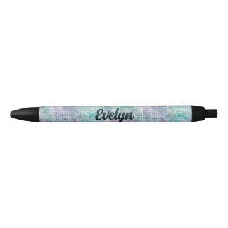 Gepersonaliseerde holografische glitter zwarte inkt pen