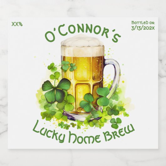Gepersonaliseerde Home Brew St Patrick’s Day gebot Bier Etiket (Enkel label)