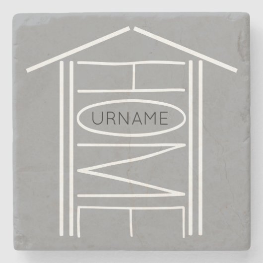 Gepersonaliseerde HOME JOUW NAAM Stenen Onderzetter (Voorkant)