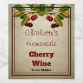 gepersonaliseerde Homemade Cherry Wijn Etiket (Enkel label)