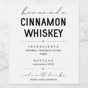 Gepersonaliseerde Homemade Cinnamon Whiskey Bottle Wijn Etiket