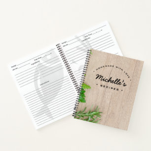 Gepersonaliseerde homemade met liefdesrecept hout  notitieboek