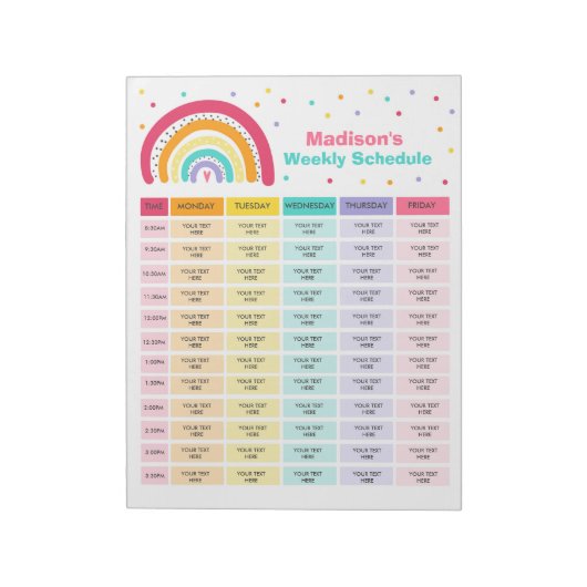 Gepersonaliseerde Homeschool Schedule Rainbow Scho Notitieblok (Gedraaid)