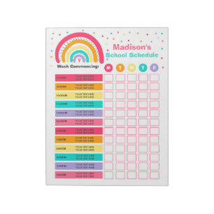 Gepersonaliseerde Homeschool Schedule Rainbow Scho Notitieblok