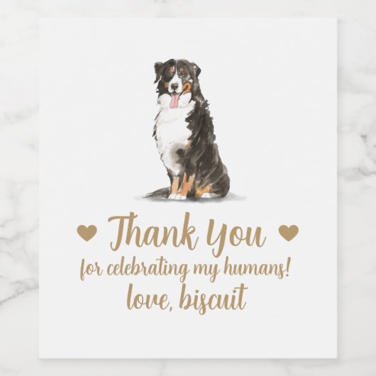 Gepersonaliseerde hond bruiloft wijn label wijn etiket (Enkel label)