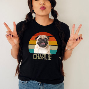 Gepersonaliseerde Hond Custom Retro Pet Foto Tri-Blend Shirt