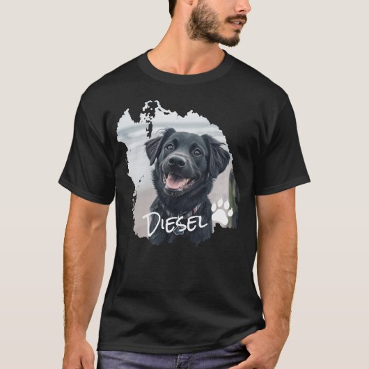 Gepersonaliseerde hond Distressed Graphic T-shirt (Voorkant)