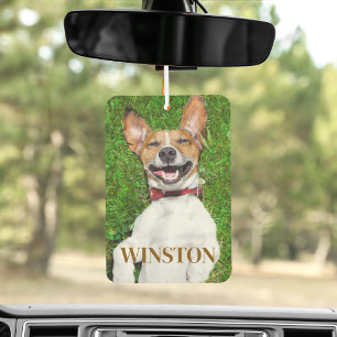 Gepersonaliseerde hond foto en naam auto luchtverfrisser