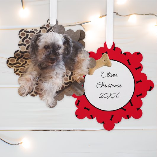 Gepersonaliseerde hond foto Kerstmis Ornament Kaart