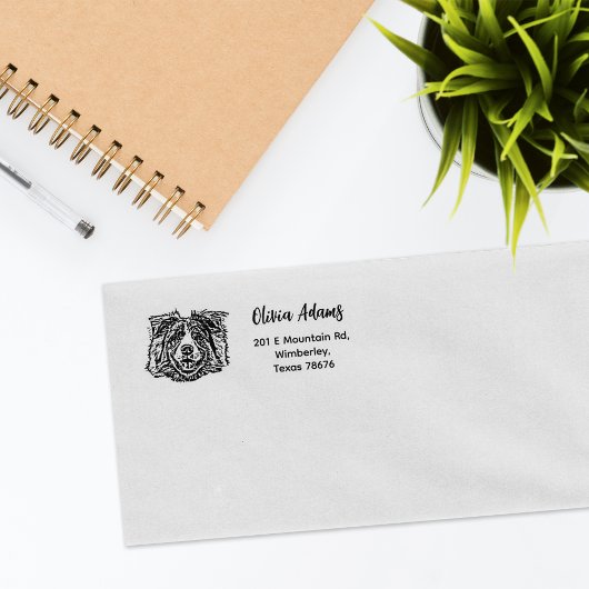 Gepersonaliseerde hond foto retour adres 	rubberstempel