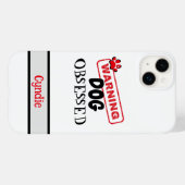 Gepersonaliseerde hond geobsedeerde waarschuwing Case-Mate iPhone case (Achterkant (horizontaal))