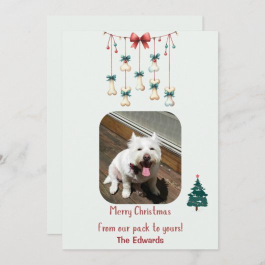 Gepersonaliseerde Hond Kerstkaart (Voorkant / Achterkant)