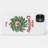 Gepersonaliseerde hond neus Vrolijk kerstkrans Case-Mate iPhone Case (Achterkant (horizontaal))