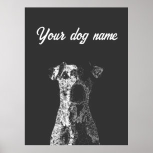 Gepersonaliseerde hond poster abstracte lijn kunst