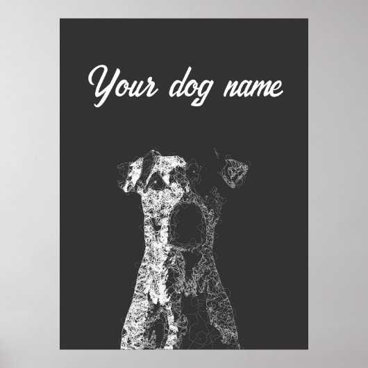 Gepersonaliseerde hond poster abstracte lijn kunst (Voorkant)