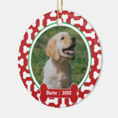 Gepersonaliseerde hond van rode en groene prints keramisch ornament (Links)