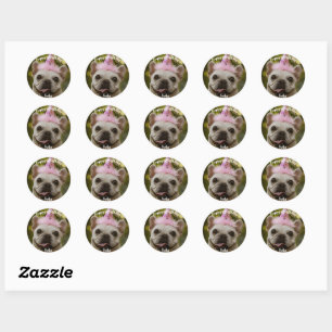 Gepersonaliseerde hond verjaardag ronde sticker