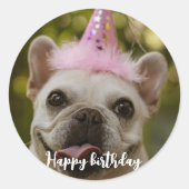 Gepersonaliseerde hond verjaardag ronde sticker (Voorkant)