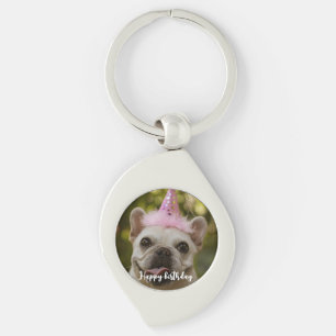 Gepersonaliseerde hond verjaardag sleutelhanger