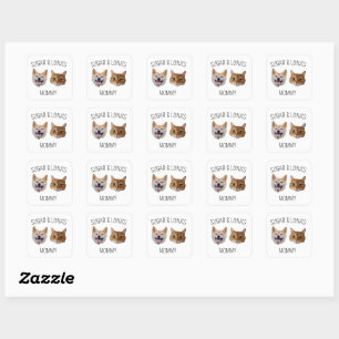 Gepersonaliseerde Hondenkat Gezichtsfoto, Schattig Vierkante Sticker