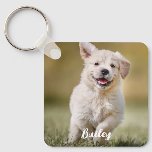 Gepersonaliseerde Hondenliefhebber Custom Modern P Sleutelhanger (Voorkant)