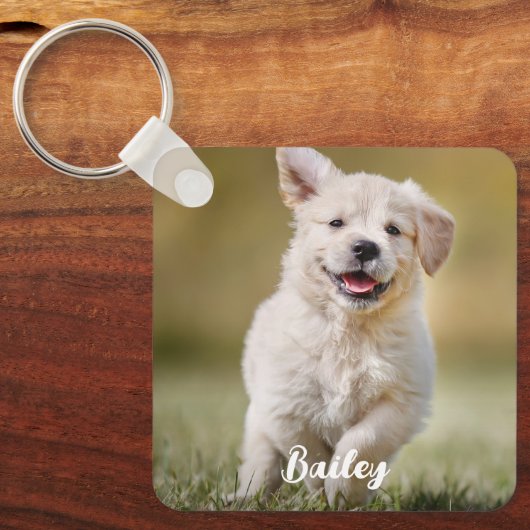 Gepersonaliseerde Hondenliefhebber Custom Modern P Sleutelhanger (Voorkant)