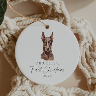 Gepersonaliseerde hondennaam Doberman Mijn eerste Keramisch Ornament