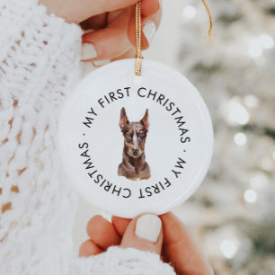 Gepersonaliseerde hondennaam Doberman Mijn eerste Keramisch Ornament