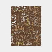 Gepersonaliseerde hondennaam en poten helemaal bru fleece deken (Voorkant)