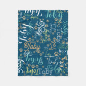 Gepersonaliseerde hondennaam & poten helemaal blau fleece deken (Voorkant)