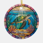 Gepersonaliseerde Honduras Ornament, Zee Schildpad Keramisch Ornament (Voorkant)